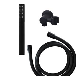 Wiesbaden Caral handdoucheset inbouw met staafhanddouche en wandhouder inclusief doucheslang rond 1/2 mat zwart sw110885/sw110891/sw158727/