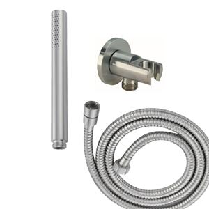 Wiesbaden Caral handdoucheset inbouw rond 1 stand staafhanddouche met conische doucheslang en wandhouder RVS sw62403/sw62410/sw62578/