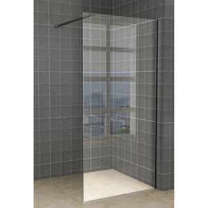 Wiesbaden Slim inloopdouche 90x200cm met 8mm helder glas met zwart profiel en stabilisatiestang sw203908/sw203911