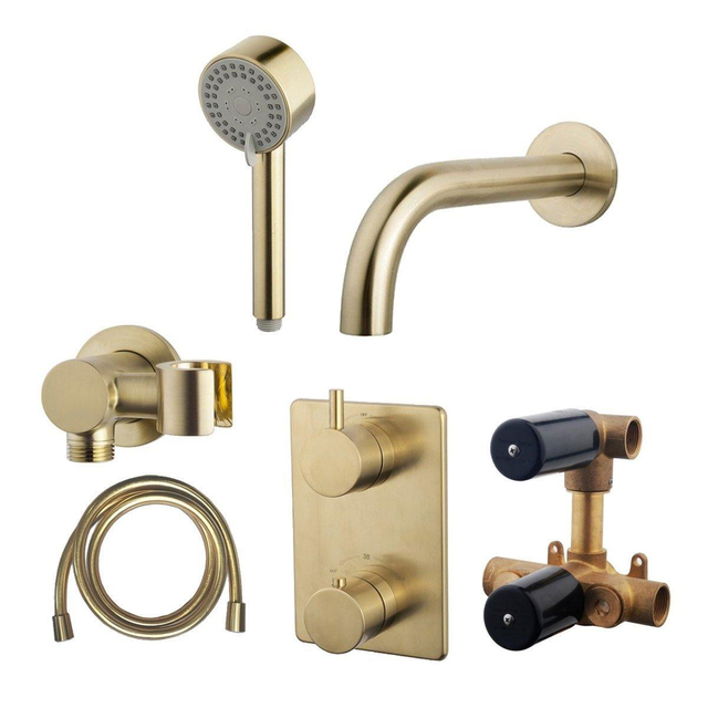 Wiesbaden Caral Badkraan Inbouw Set Geborsteld Messing (goud) sw62490/sw373298/sw373300/sw373303/sw373311/sw3734