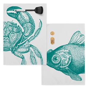 Happy Friday Set van 2 theedoeken Blue Sea &VerticalLine; 