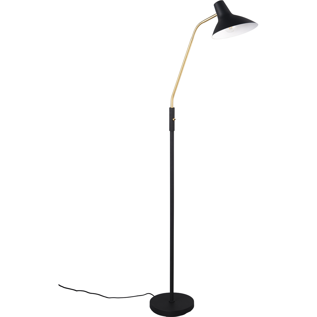 BES LED LED Vloerlamp - Trion Vellar - 1 Lichtpunt - E27 Fitting - Rond - Zwart Goud - Metaal