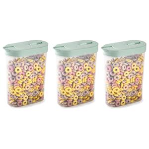 PlasticForte Voedselcontainer strooibus - 3x - mintgroen - inhoud 1 liter - kunststof - 15 x 7 x 19 cm -