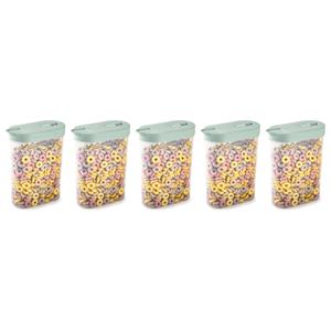 PlasticForte Voedselcontainer strooibus - 5x - mintgroen - inhoud 1 liter - kunststof - 15 x 7 x 19 cm -
