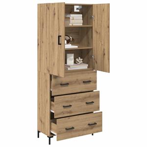 vidaXL Highboard Artisan Eiken 69,5 x 34 x 180 cm Bewerkt hout