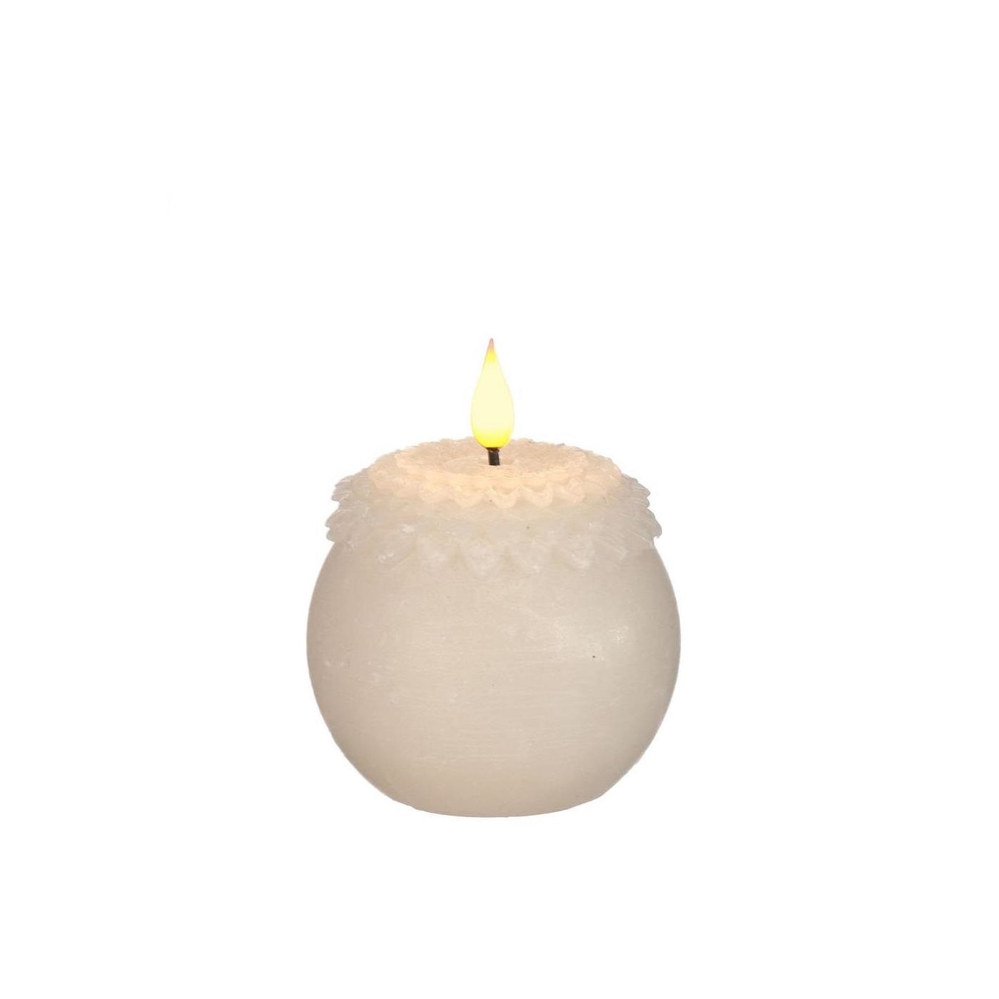 Ideas 4 seasons LED Kaars wax bloem parel crème Ø9xH12cm