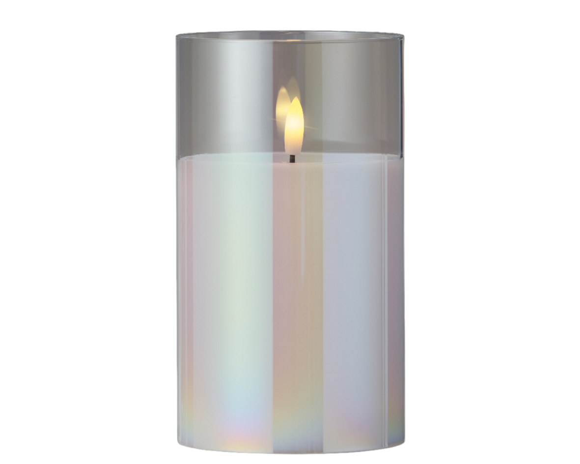 Lumineo LED kaars d10h17.5 cm iris/warm wit  - 