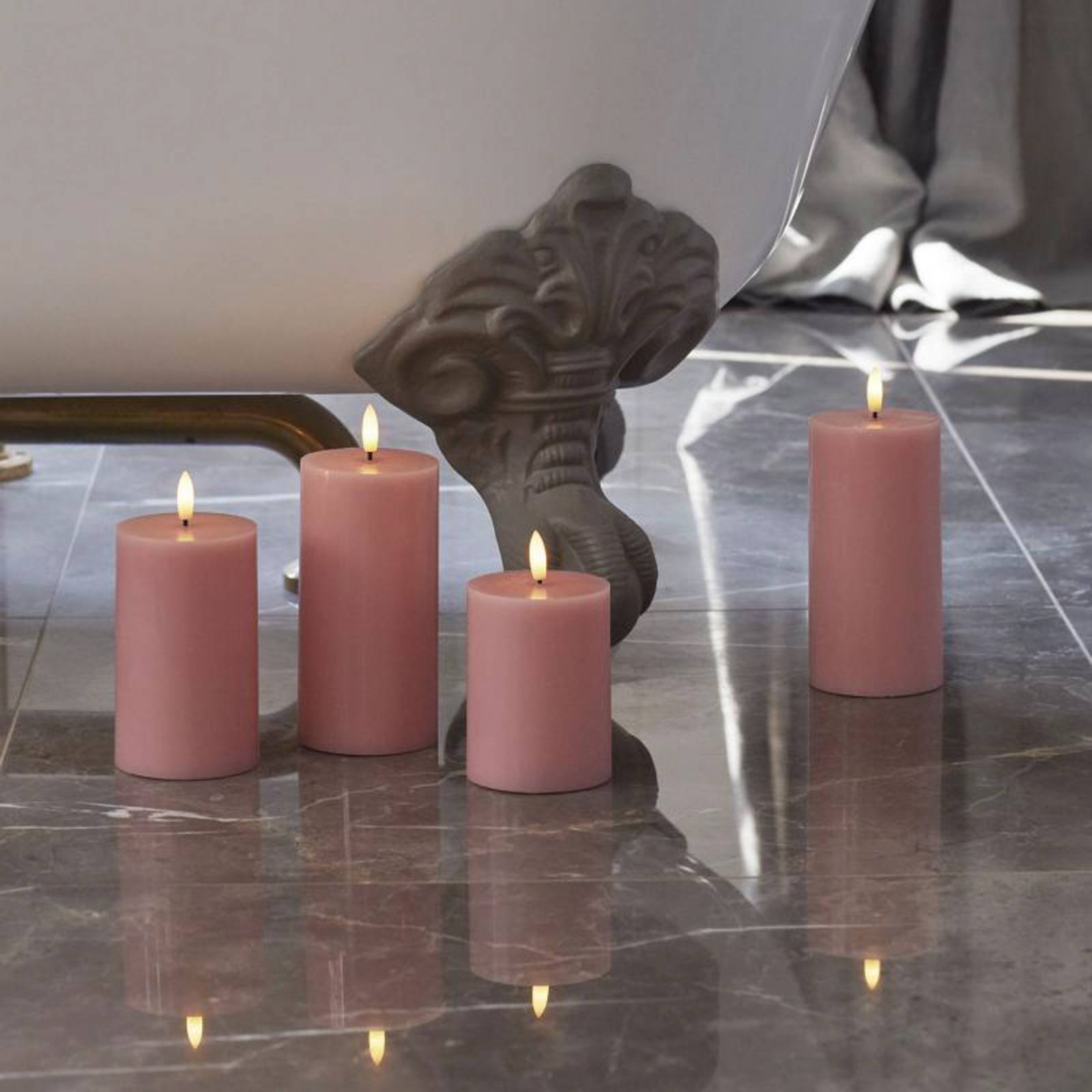 Sirius LED-kaars Sille, roze, hoogte 13 cm, was, werkt op batterijen