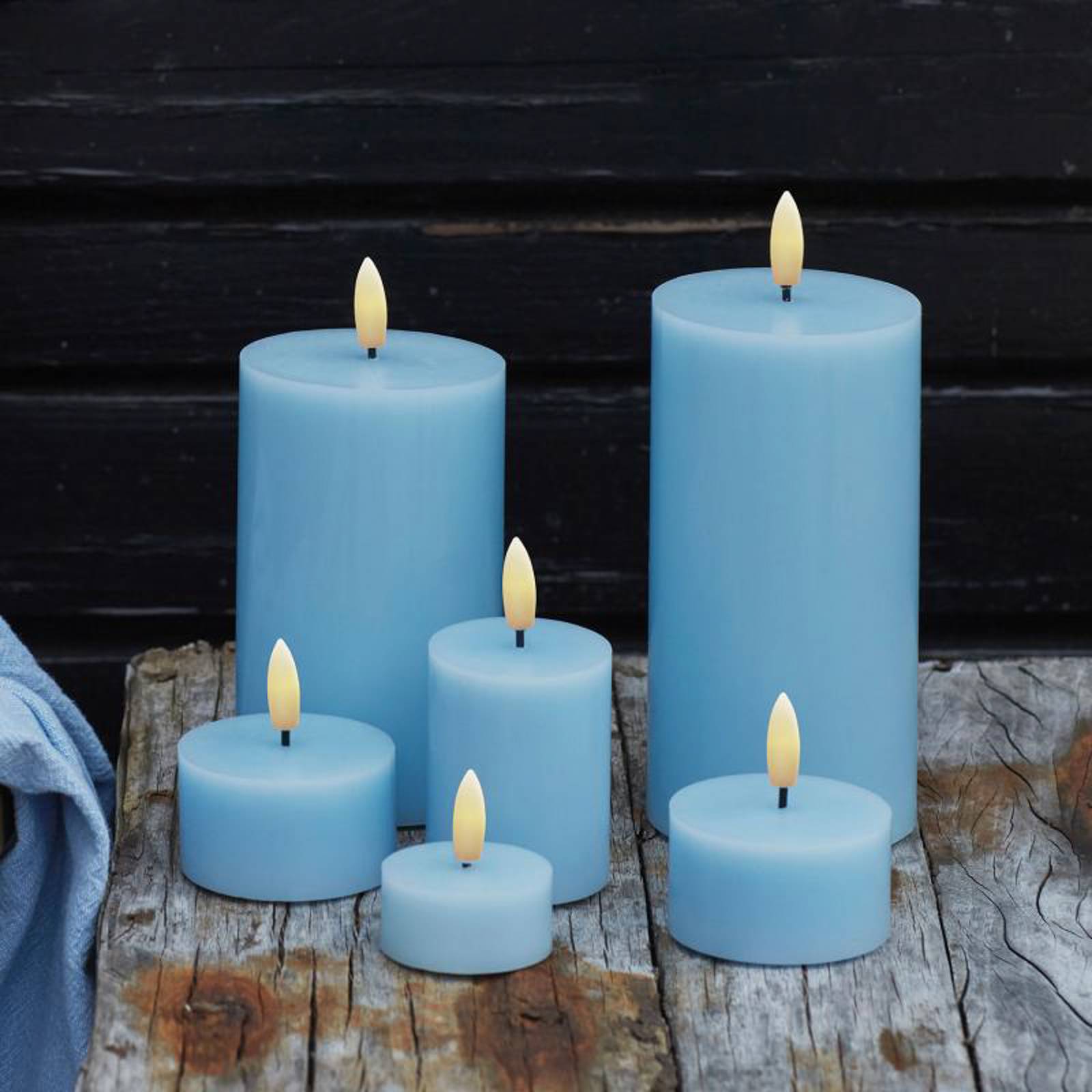 Sirius LED-kaars Sille, blauw, hoogte 13 cm, was, werkt op batterijen