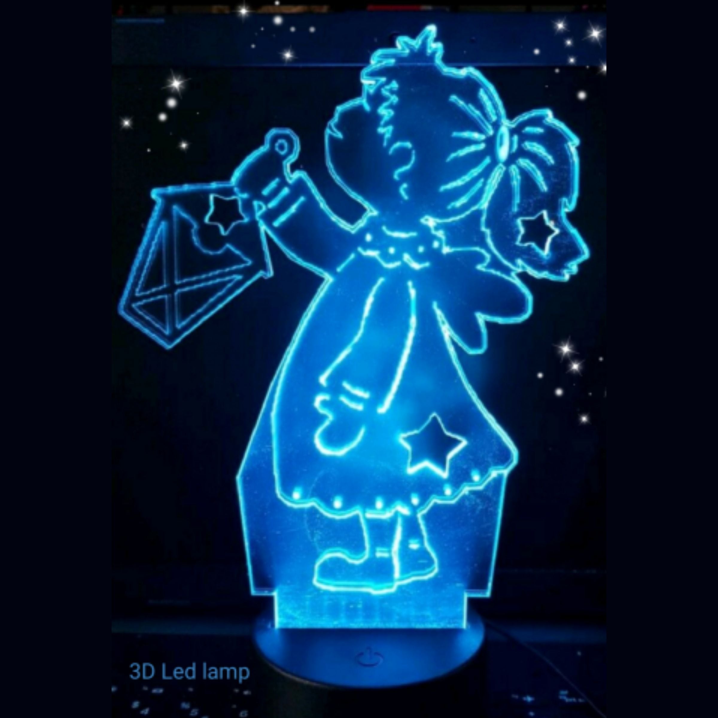 Merkloos 3D LED LAMP - KERSTENGEL MET LANTAARN - Ontwerp-zelf.nl