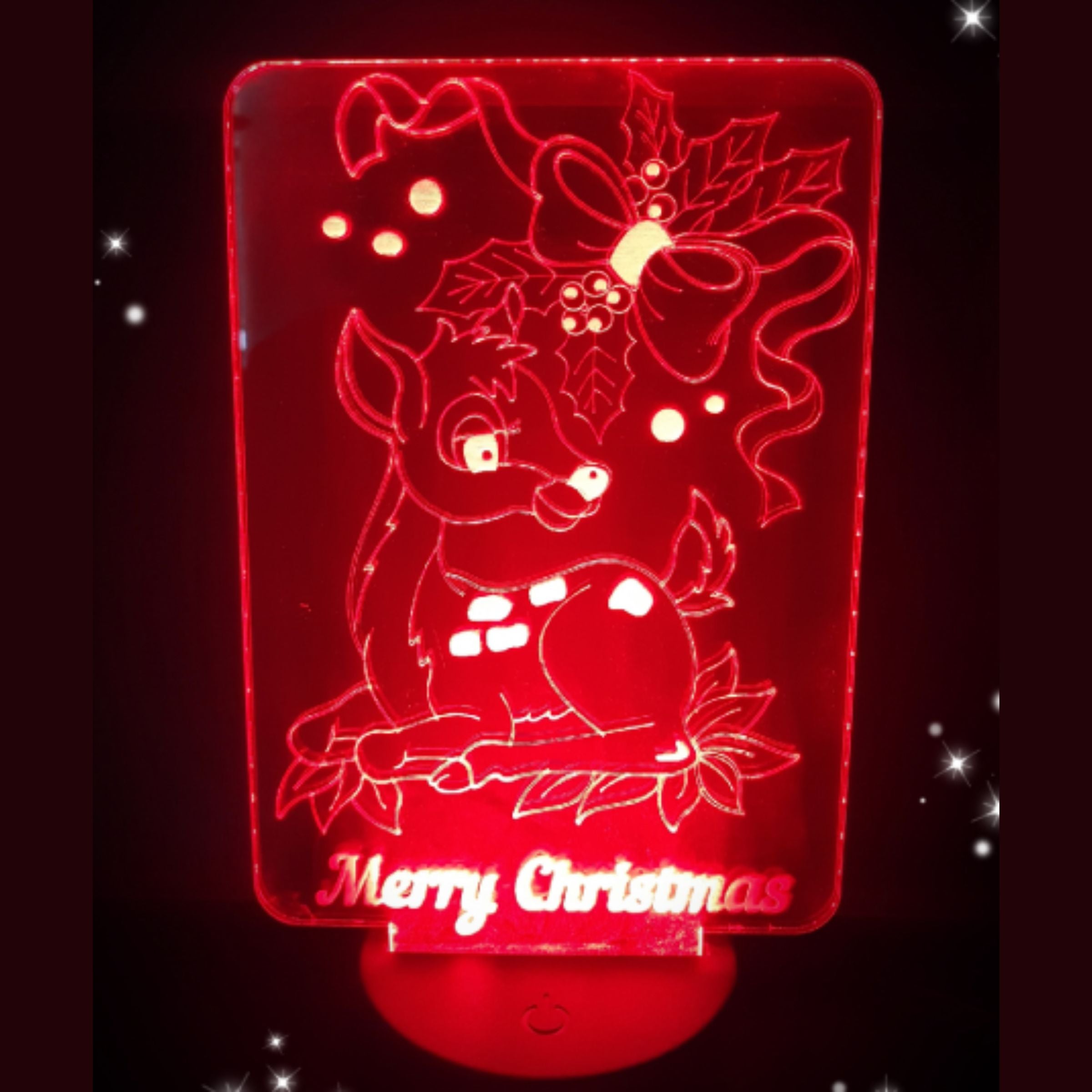 Merkloos 3D LED LAMP - KERST HERTJE - Ontwerp-zelf.nl