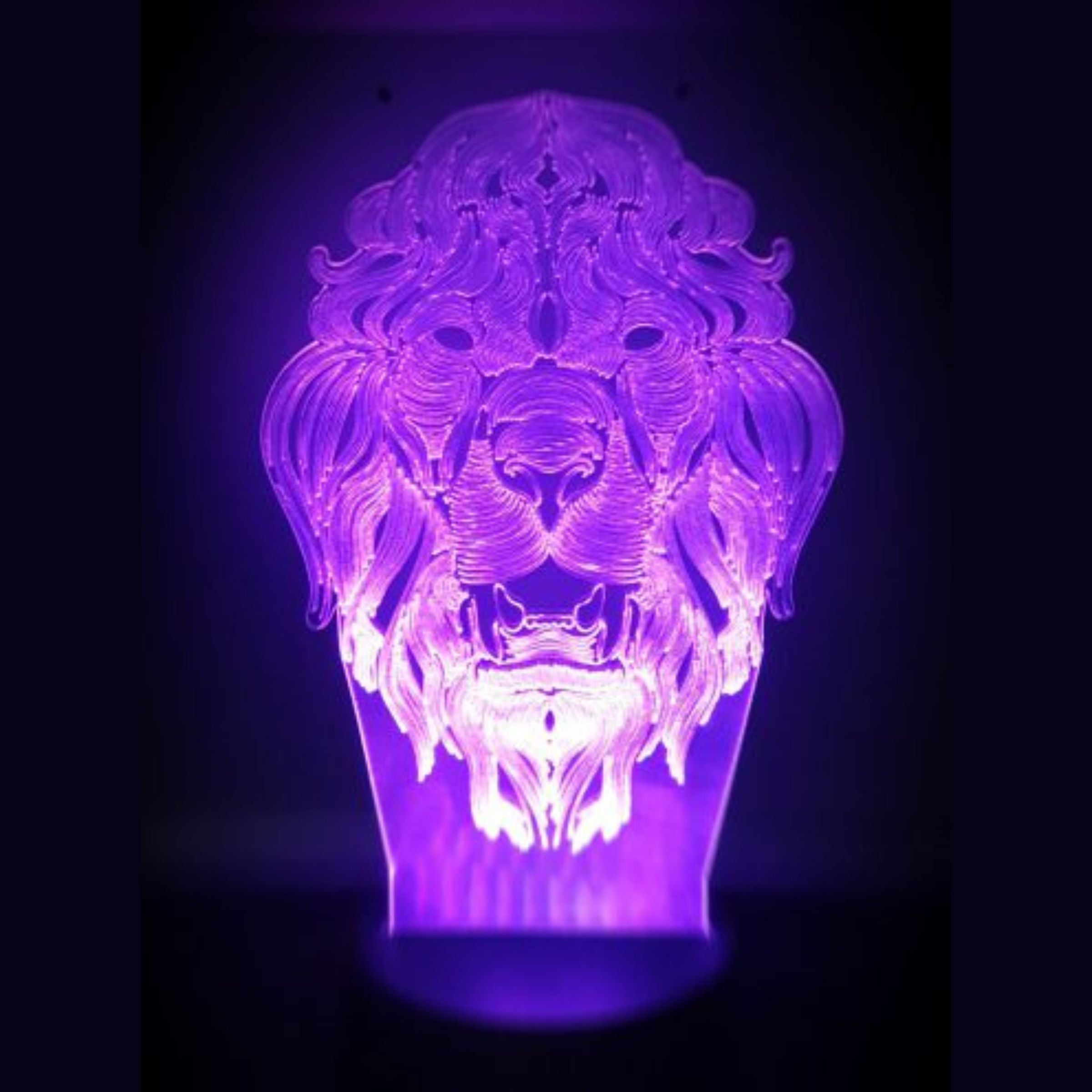 Merkloos 3D LED LAMP - LEEUWEN KOP - Ontwerp-zelf.nl