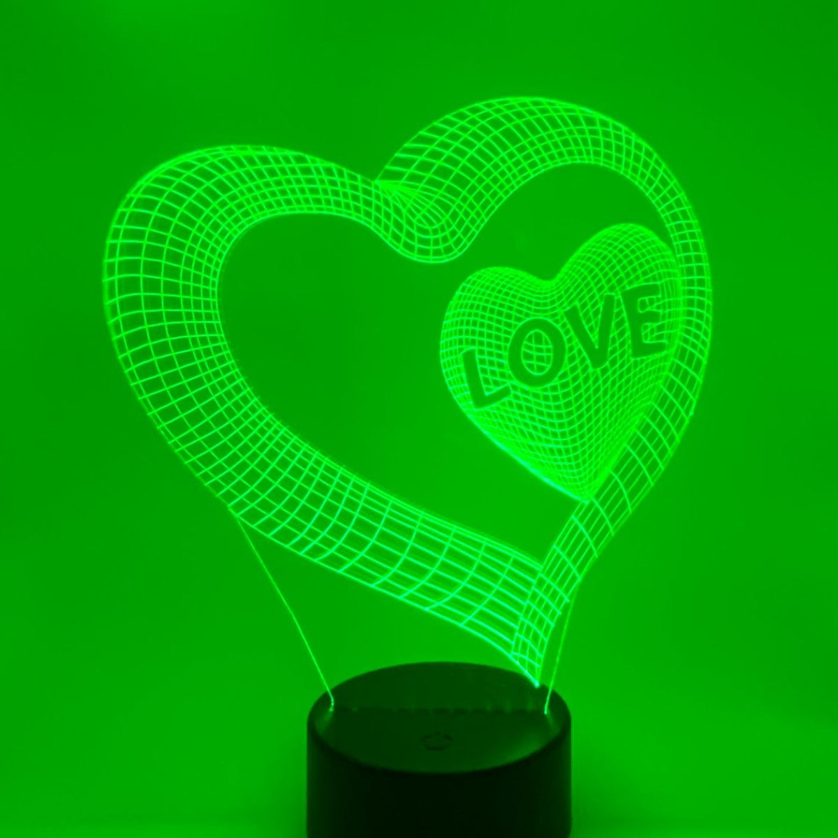 Merkloos 3D LED LAMP - DUBBEL HART - Ontwerp-zelf.nl