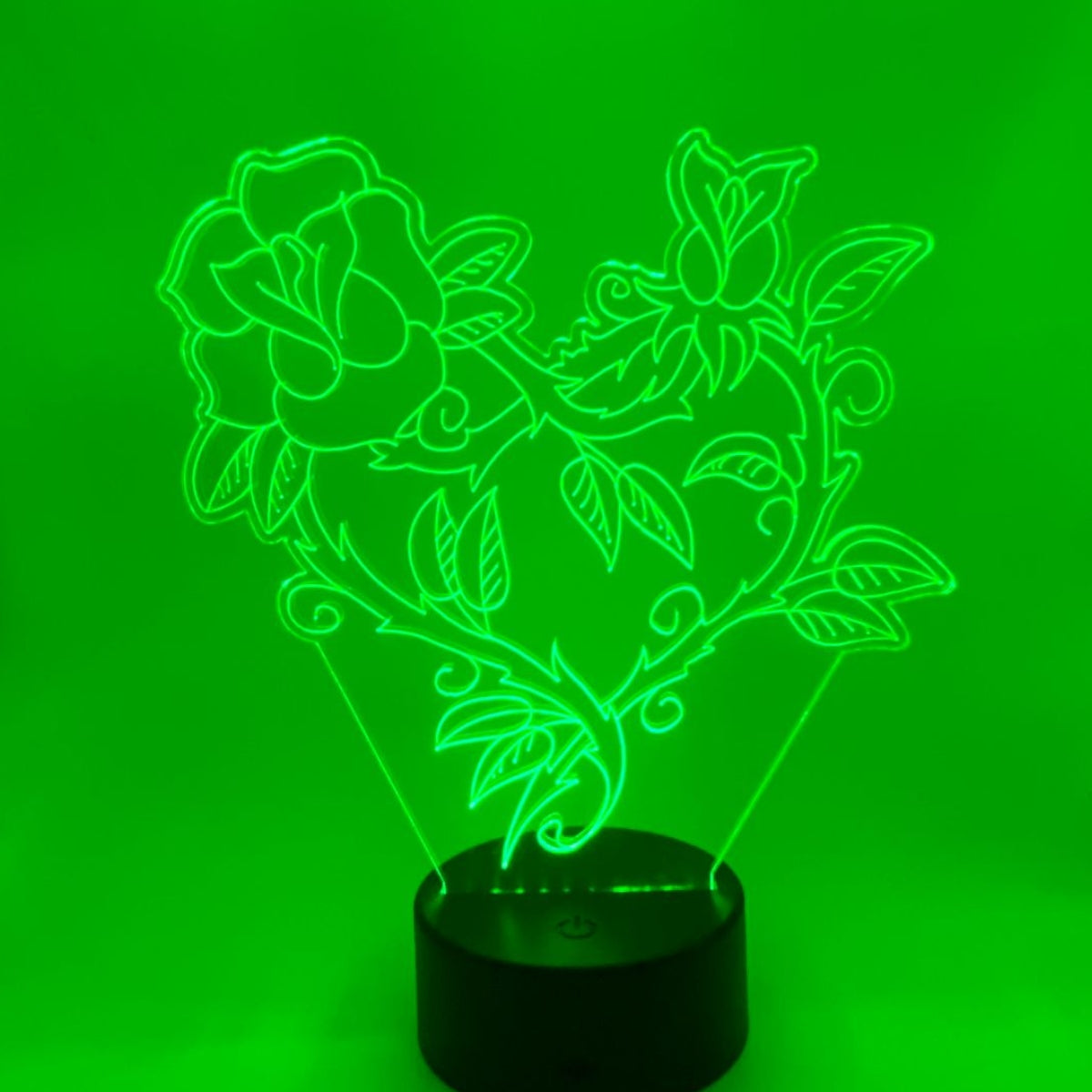 Merkloos 3D LED LAMP - ROOS MET HART 1 - Ontwerp-zelf.nl