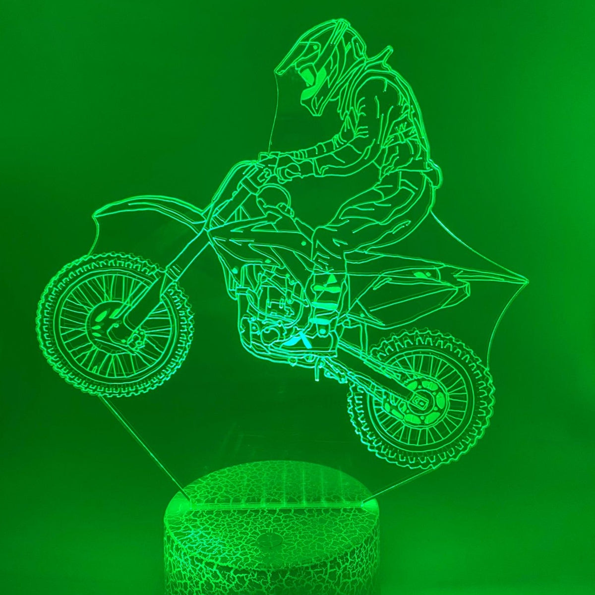Merkloos 3D LED LAMP - CROSS MOTOR RIDER - Ontwerp-zelf.nl