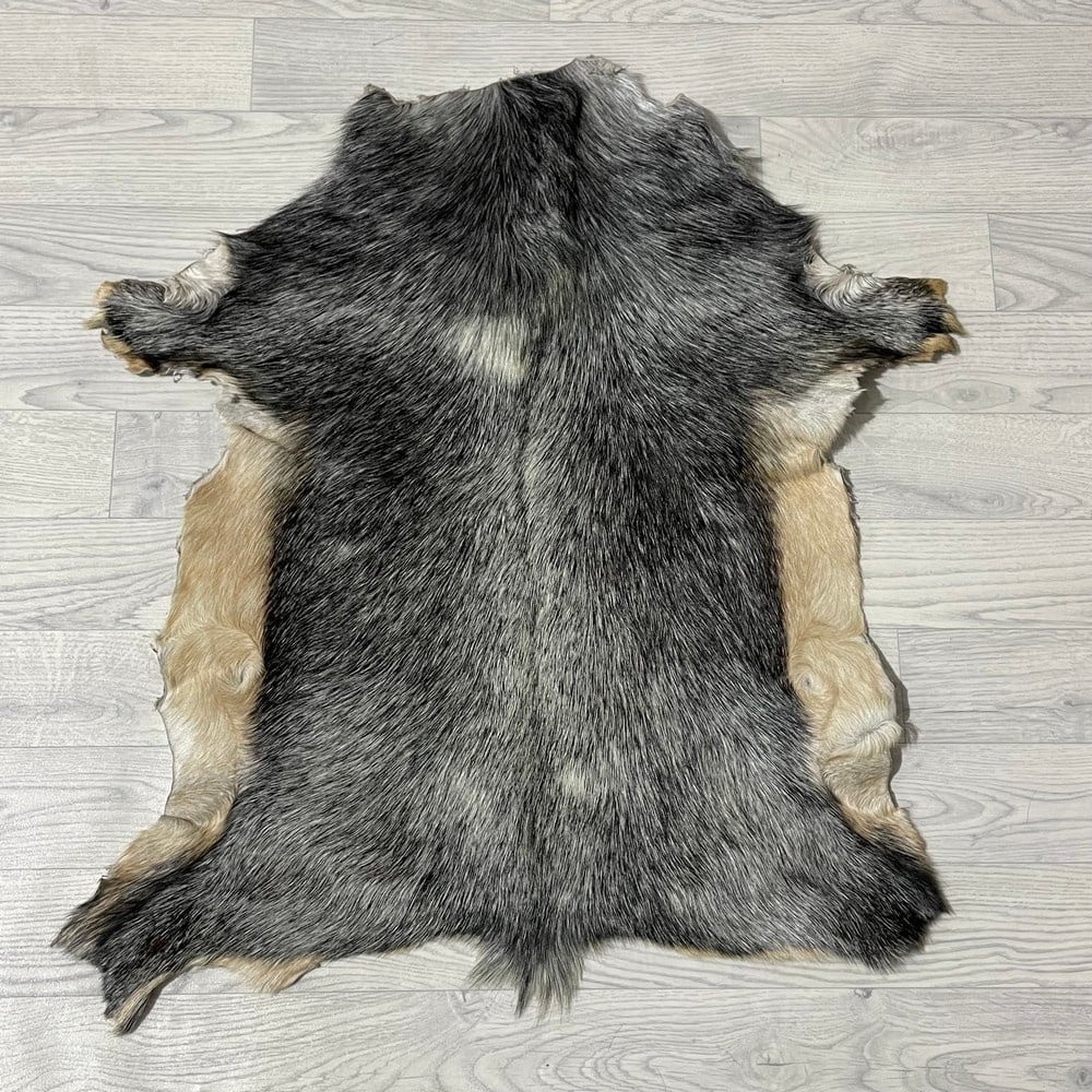 Lederstore Geitenhuid beige bruin wit 80x70cm