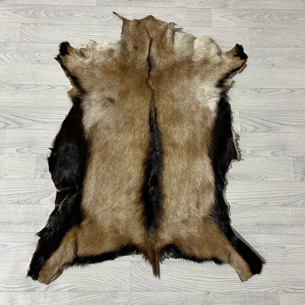 Lederstore Geitenhuid beige bruin zwart 105x80cm