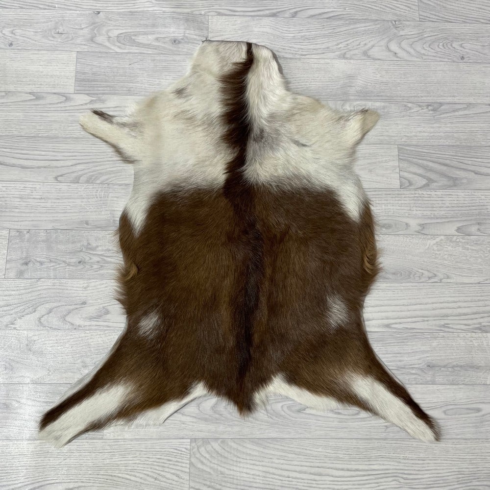 Lederstore Geitenhuid bruin wit 80x75cm