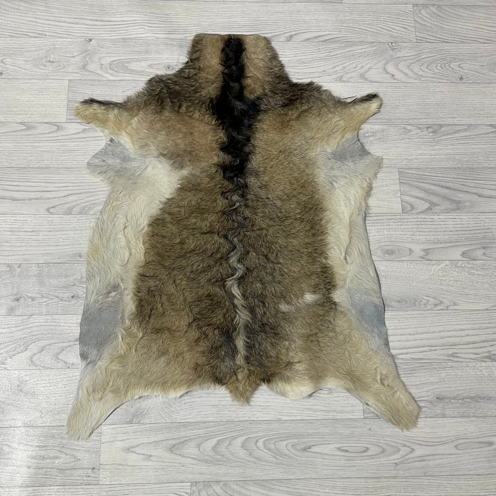 Lederstore Geitenhuid bruin creme wit 75x65cm