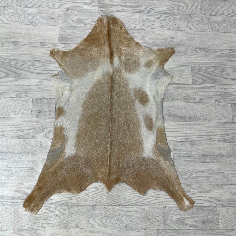 Lederstore Geitenhuid beige bruin wit 90x75cm