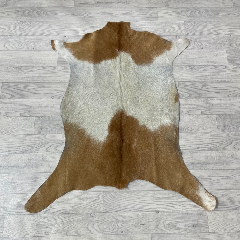 Lederstore Geitenhuid bruin creme wit 100x90cm