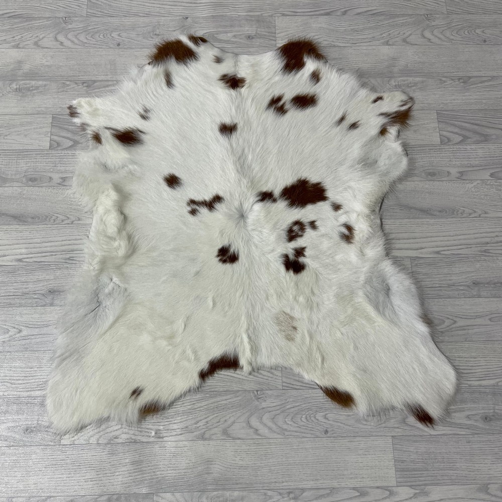 Lederstore Kalfshuid bruin wit 95x90cm