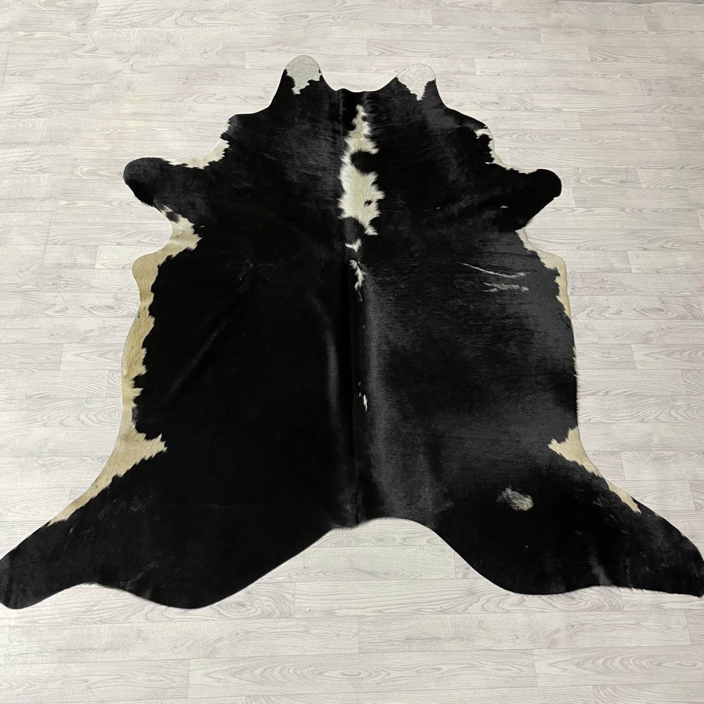 Lederstore Koeienhuid zwart wit beige 220x220cm
