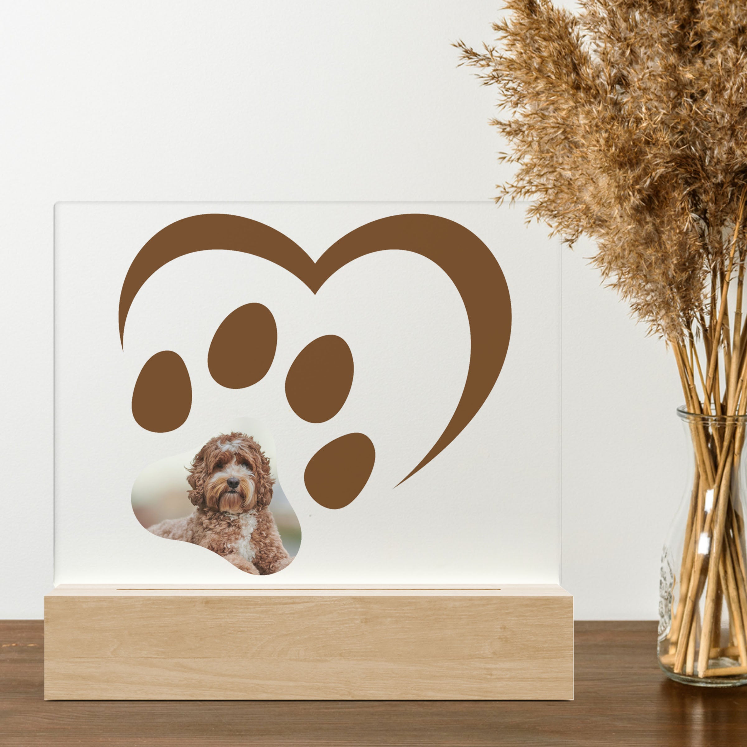 Merkloos 3D LED LAMP - Hondenpoot - Hart - Ontwerp-zelf.nl