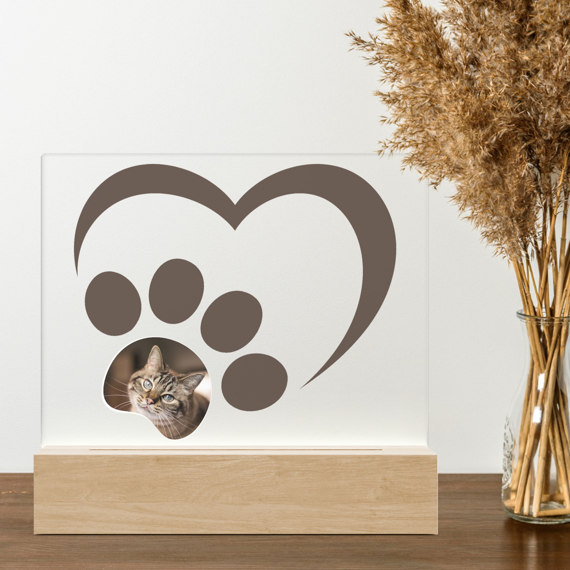 Merkloos 3D LED LAMP - Kattenpoot - Hart - Ontwerp-zelf.nl