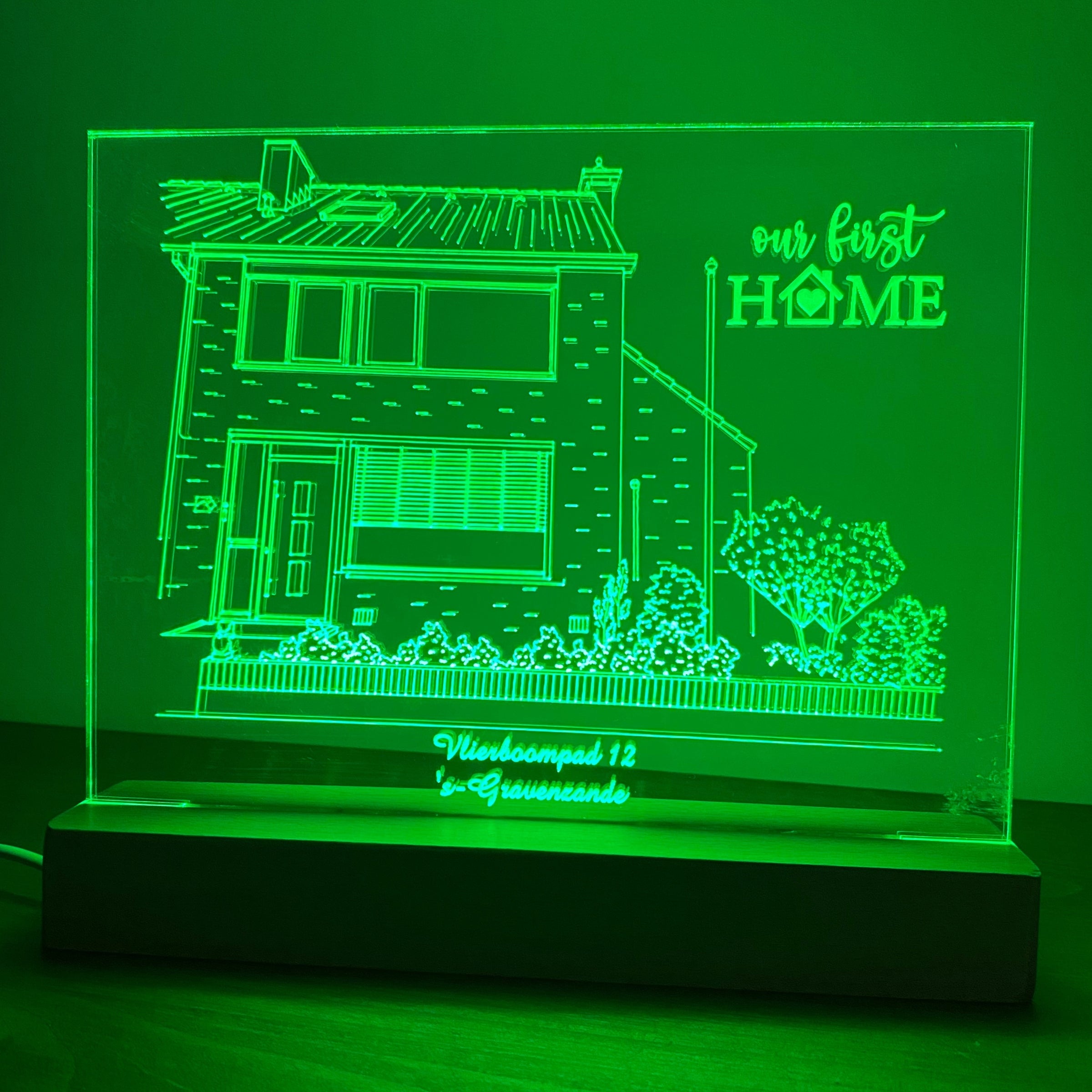 Merkloos 3D LED LAMP - Lijntekening van je huis - Ontwerp-zelf.nl