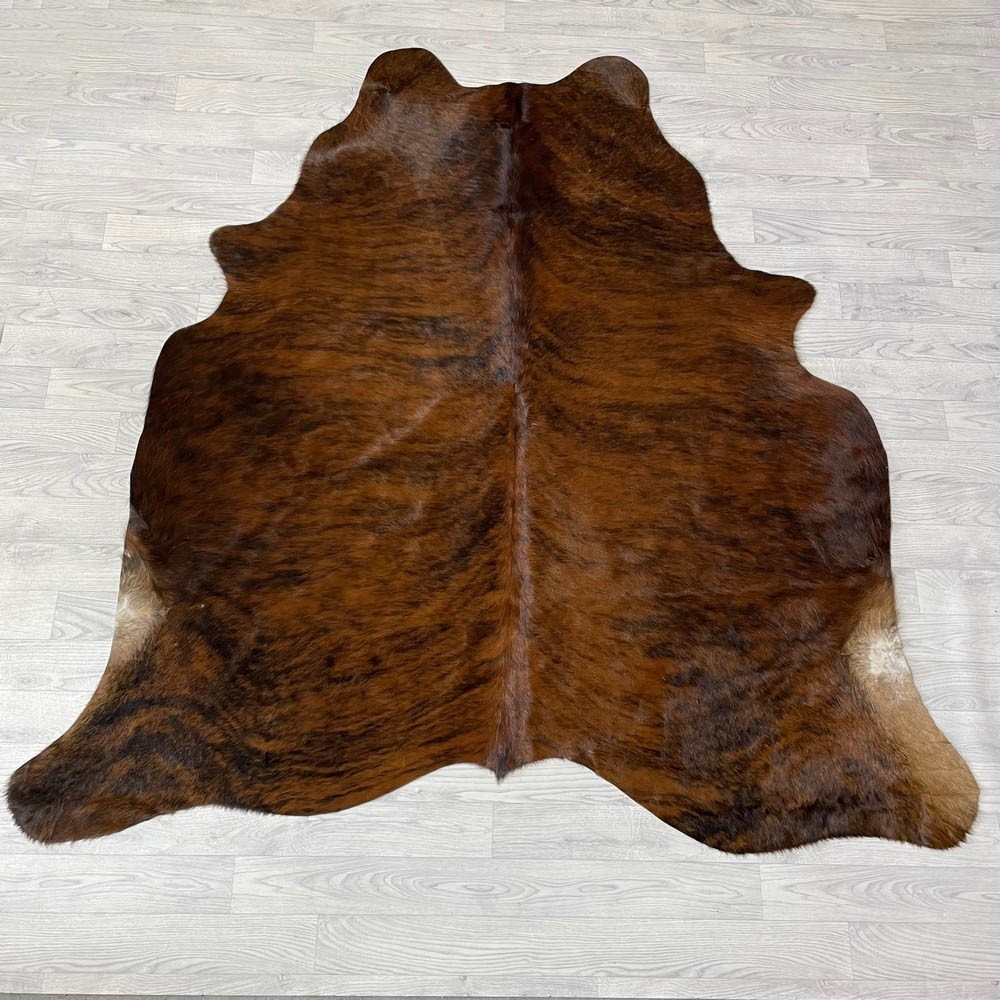 Lederstore Koeienhuid bruin zwart brindle 190x185cm M/L