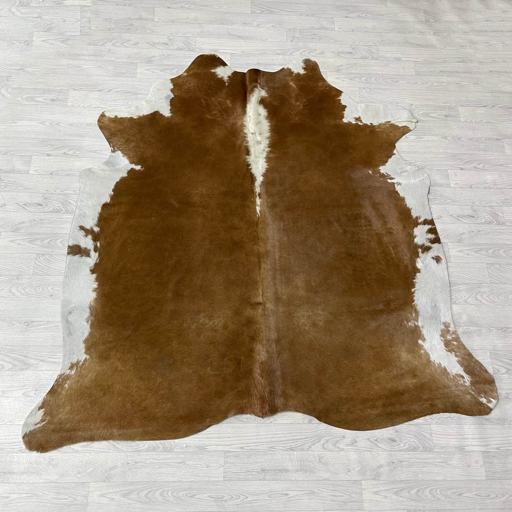 Lederstore Koeienhuid bruin wit 195x185cm M/L