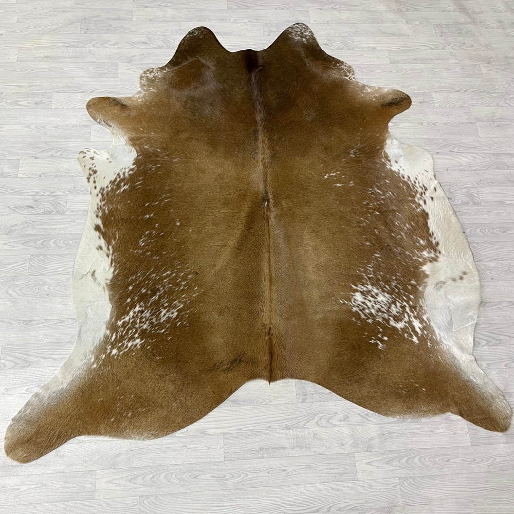 Lederstore Koeienhuid bruin wit 215x205cm M/L