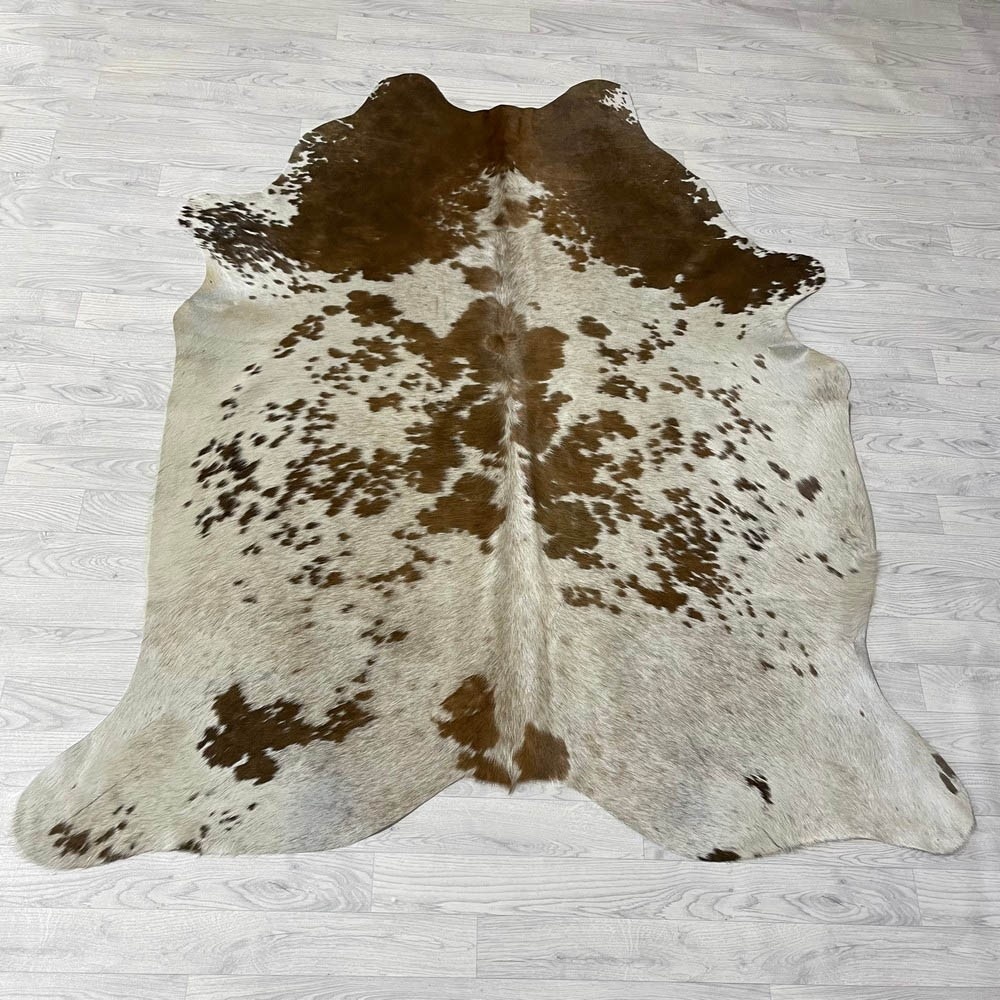 Lederstore Koeienhuid bruin creme 205x175cm M/L