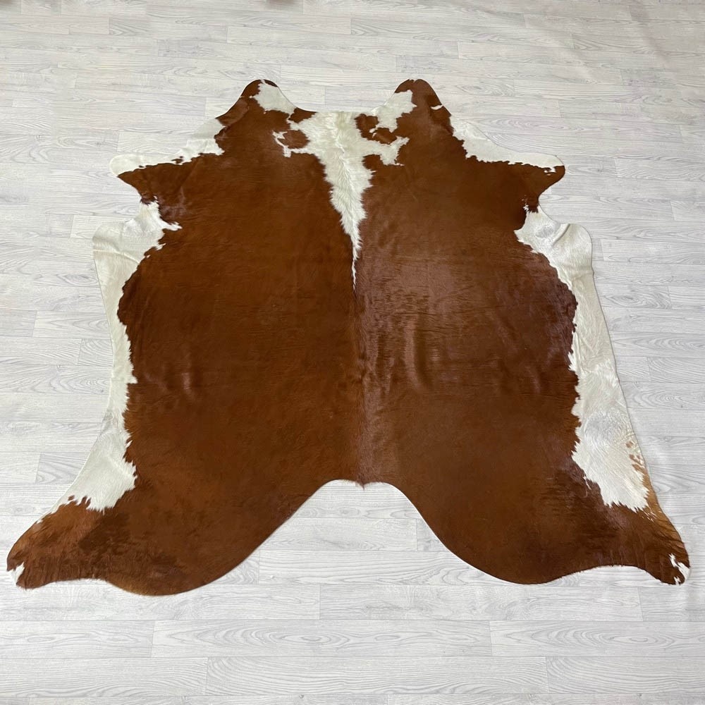 Lederstore Koeienhuid bruin wit Hereford 205x210cm M/L