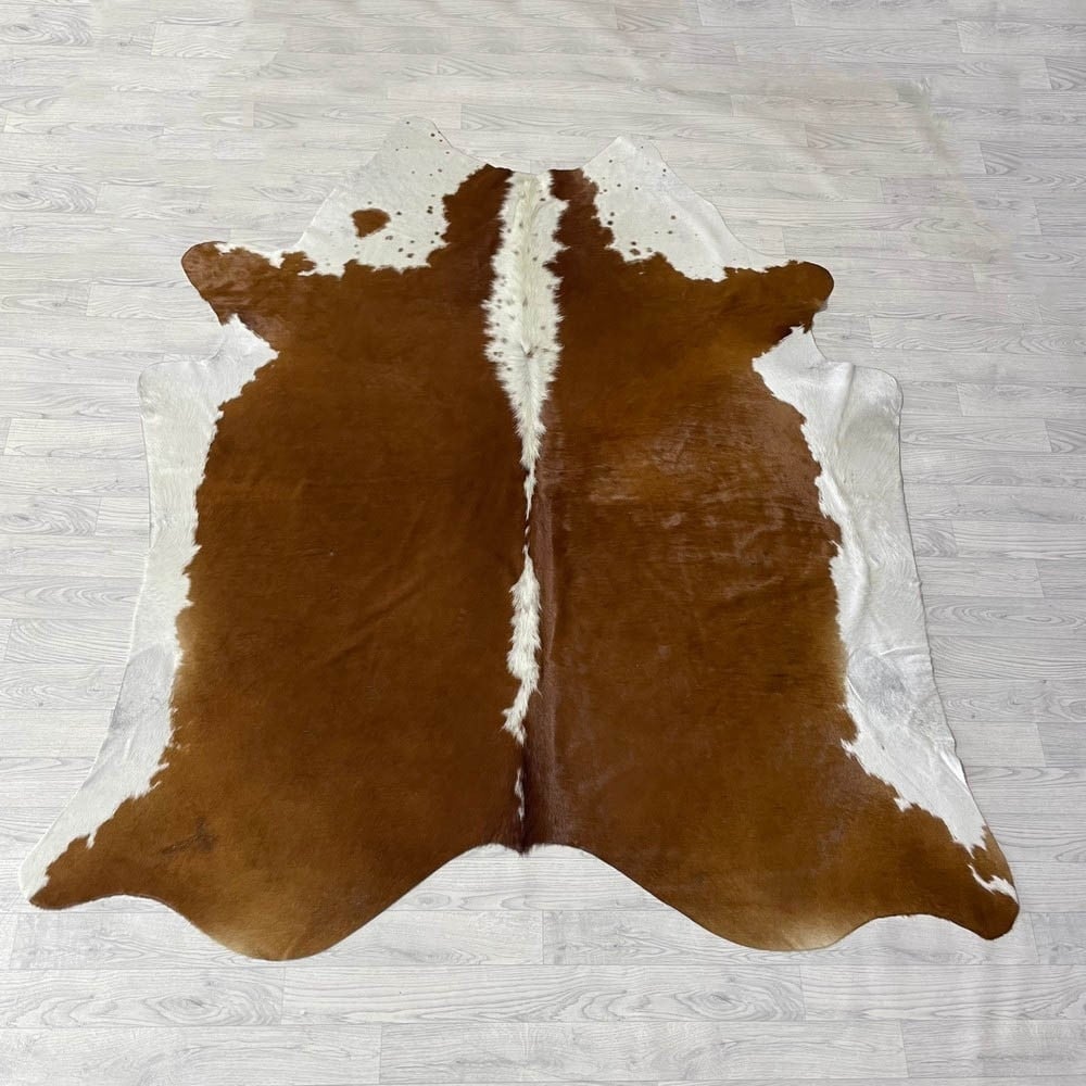 Lederstore Koeienhuid bruin wit Hereford 215x200cm M/L