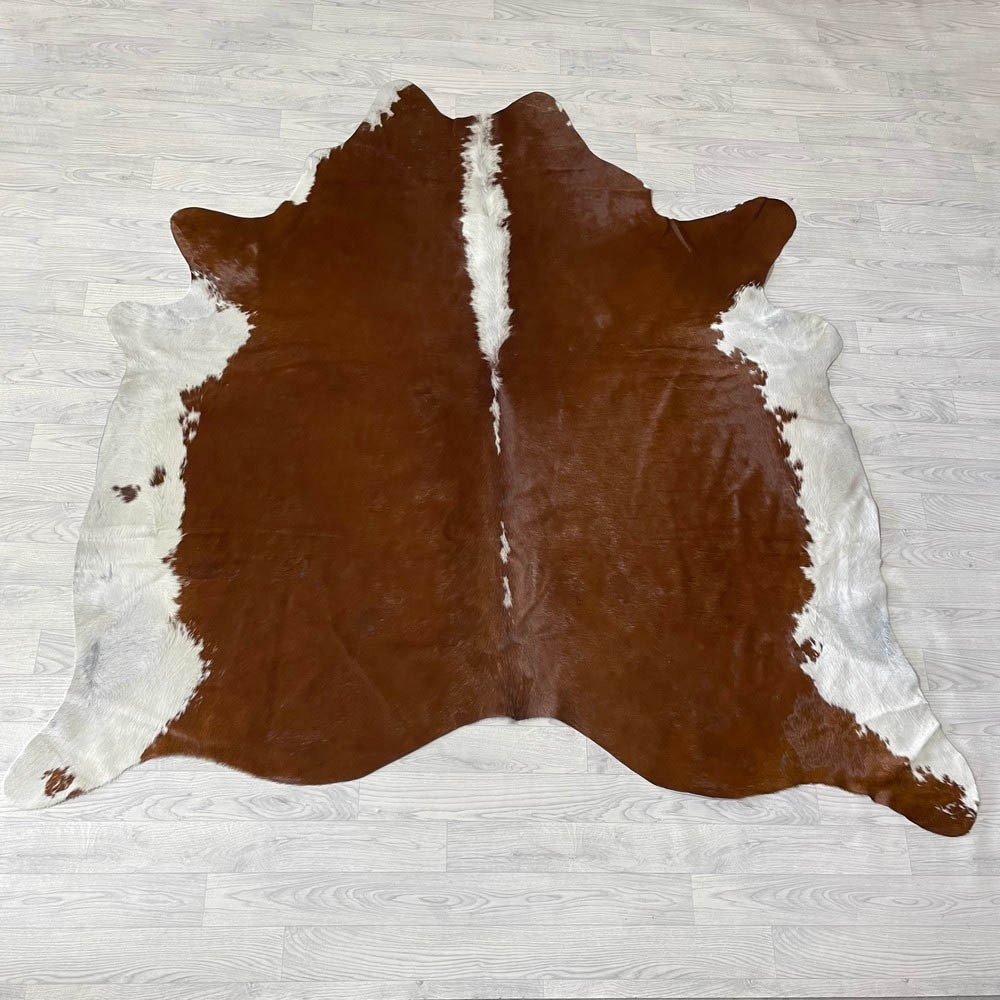Lederstore Koeienhuid bruin wit Hereford 200x205cm M/L