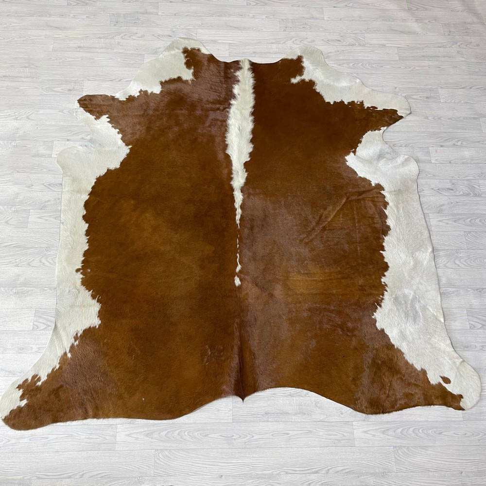 Lederstore Koeienhuid bruin wit Hereford 205x205cm M/L