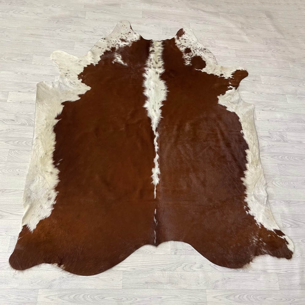 Lederstore Koeienhuid bruin wit Hereford 225x180cm M/L