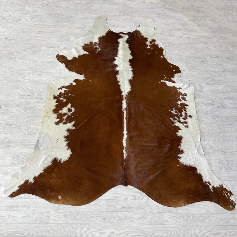 Lederstore Koeienhuid bruin wit Hereford 230x215cm XL
