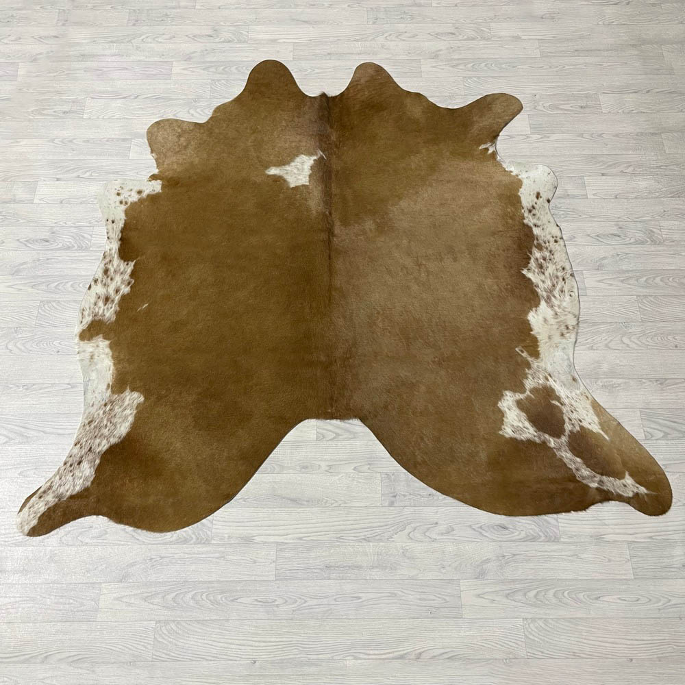 Lederstore Koeienhuid bruin wit 185x190cm S