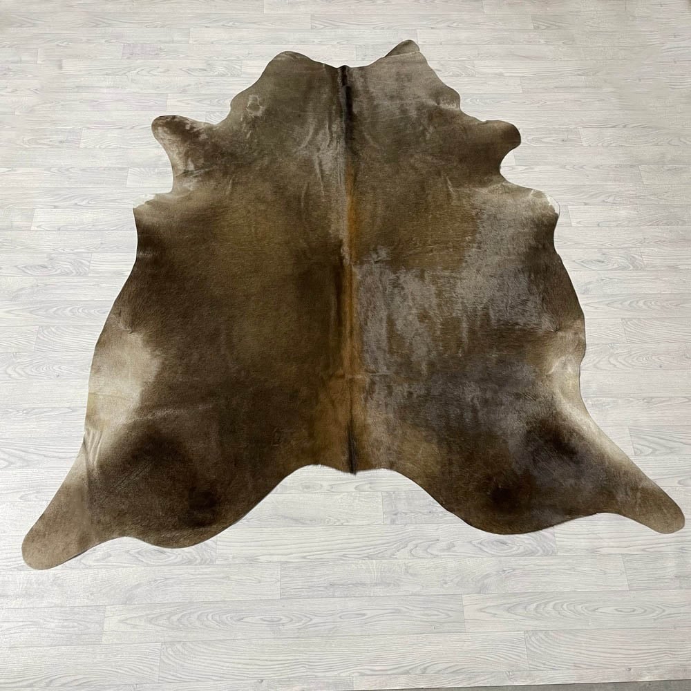 Lederstore Koeienhuid taupe bruin 205x195cm S