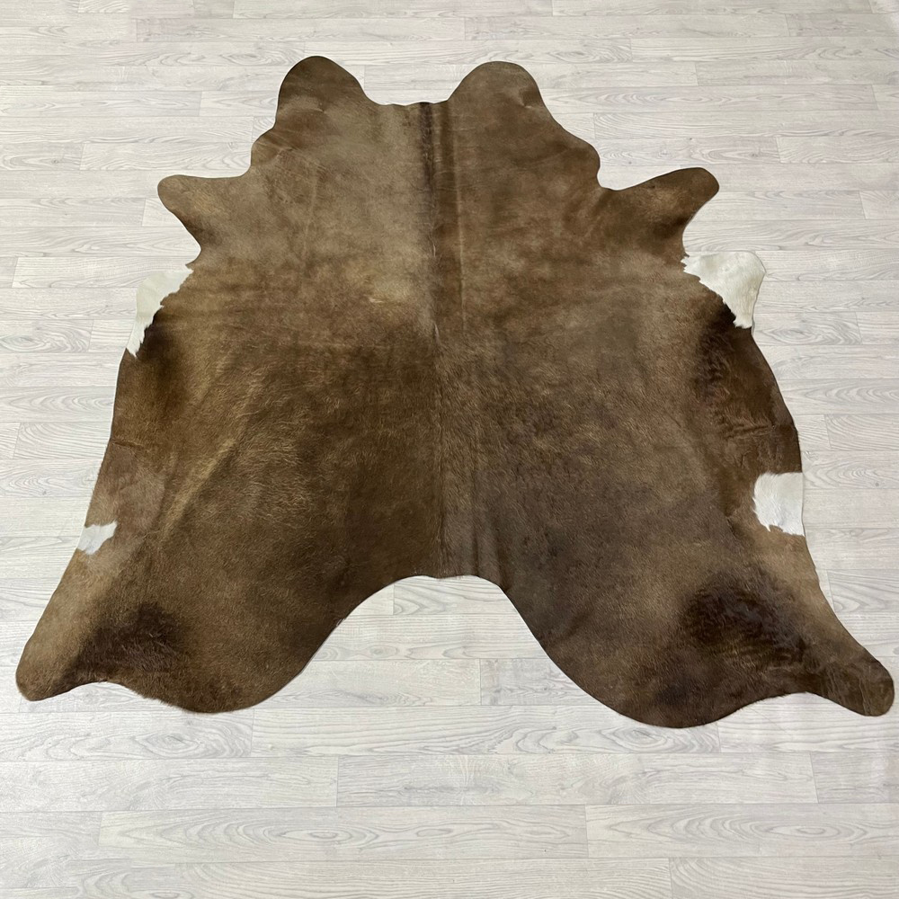 Lederstore Koeienhuid taupe wit 195x190cm S
