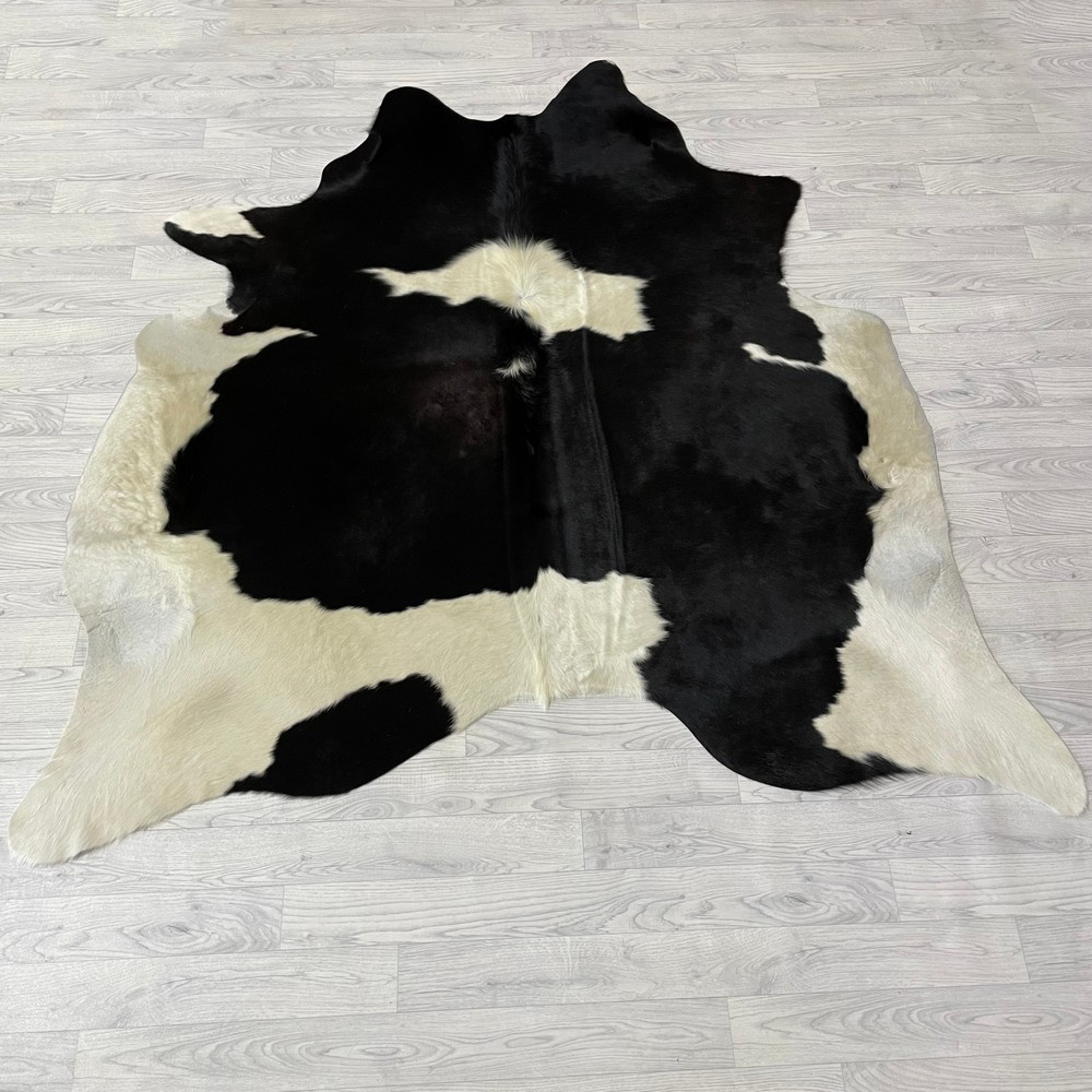 Lederstore Koeienhuid zwart creme 190x180cm S