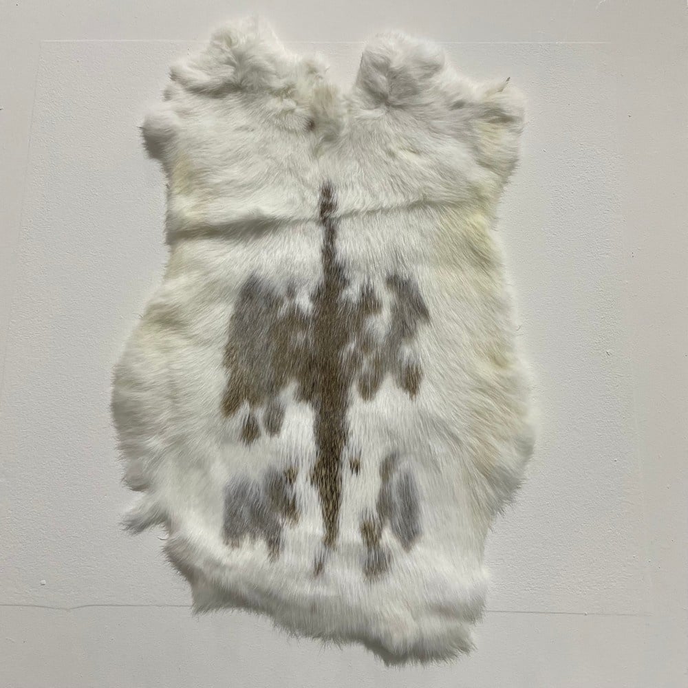 Lederstore Konijnenvacht wit bruin 45x30cm