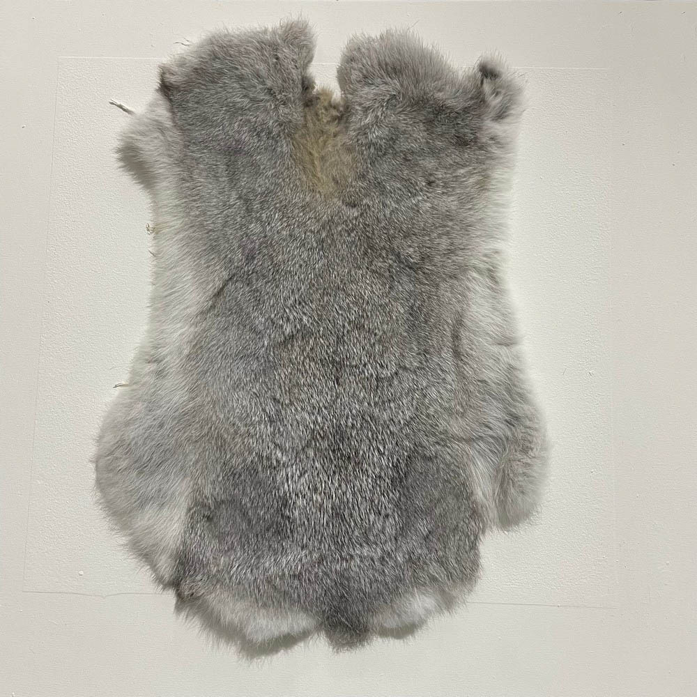 Lederstore Konijnenvacht grijs wit 50x35cm