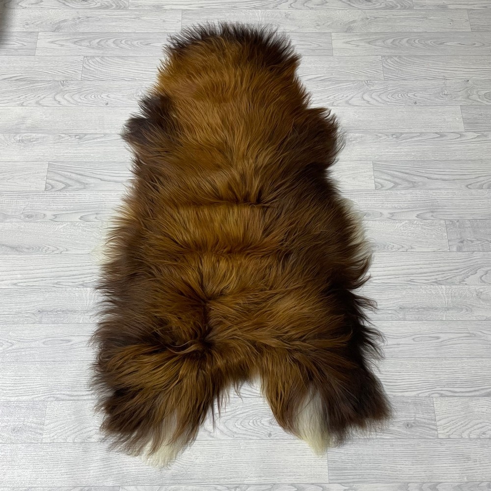 Lederstore IJslander schapenvacht bruin wit 120x65cm L