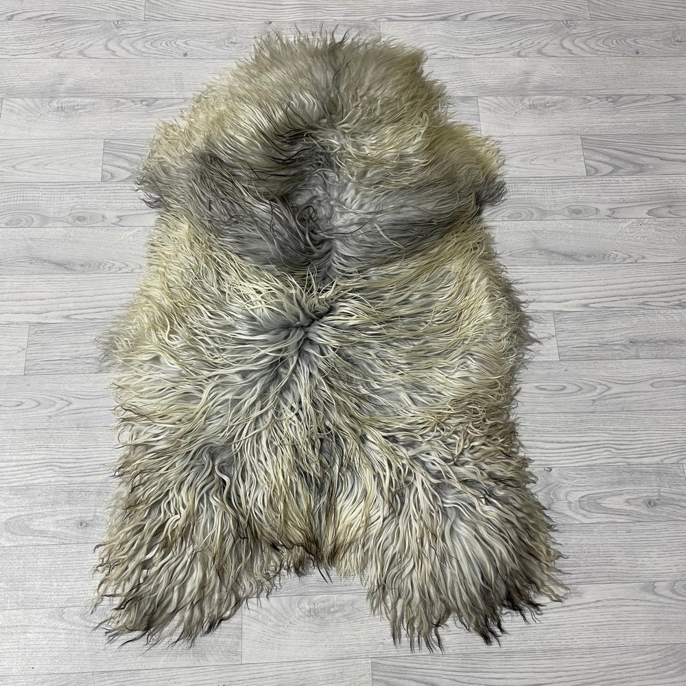 Lederstore Groenlandse schapenvacht creme grijs wit 120x75cm L