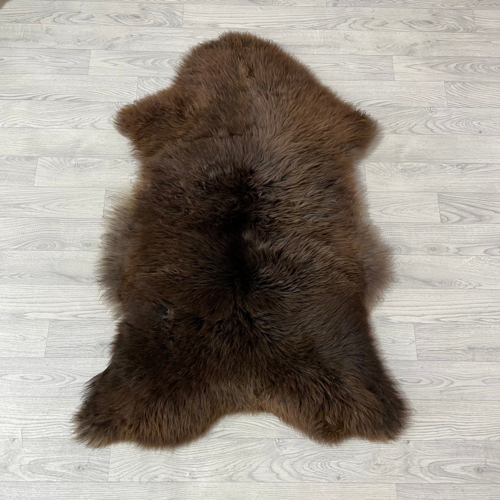 Lederstore Schapenvacht bruin grijs 120x80cm L