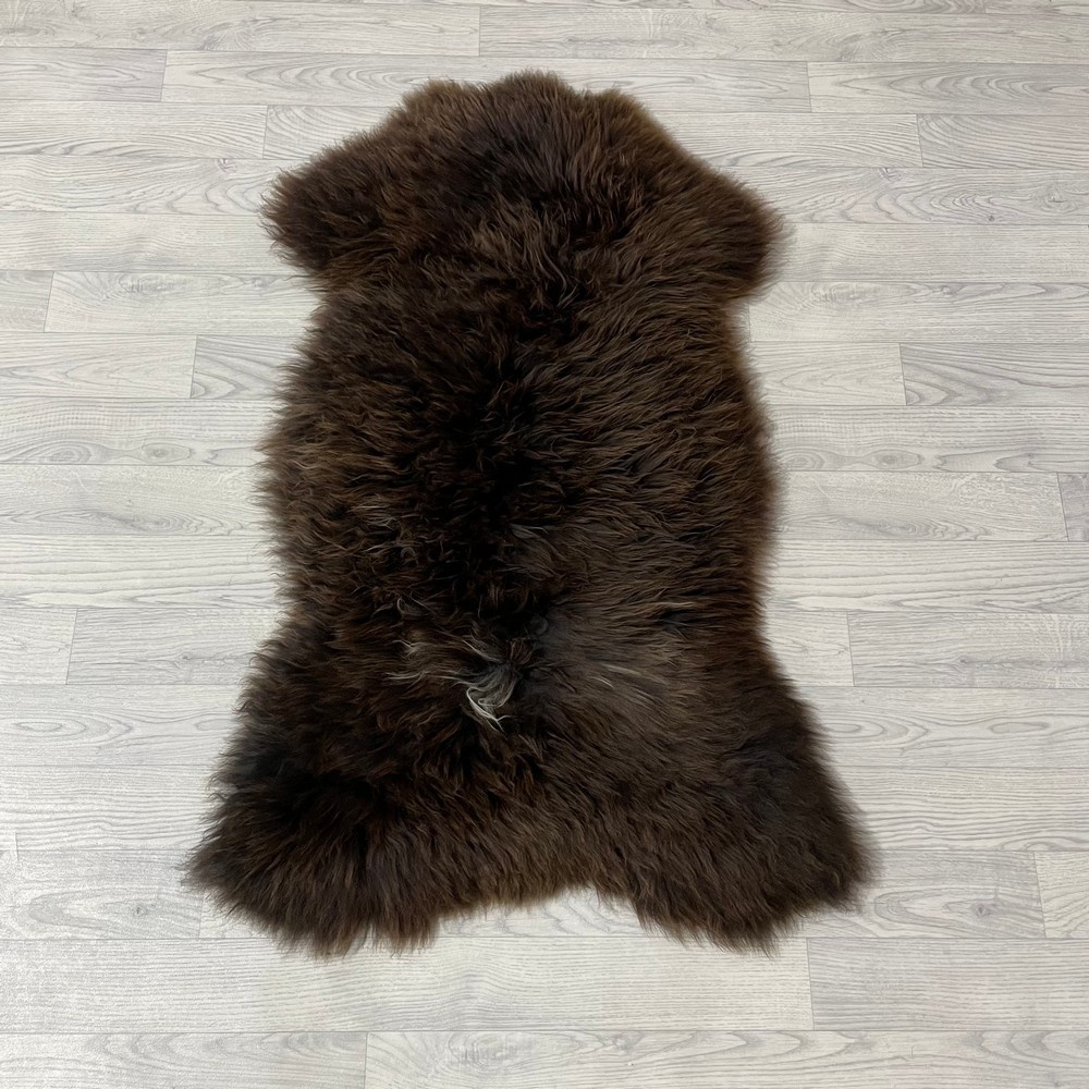 Lederstore Schapenvacht bruin wit 120x75cm L